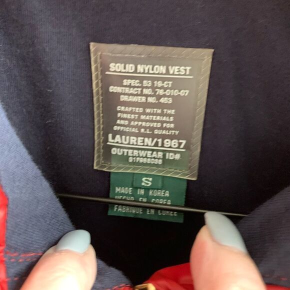 Vintage Ralph Lauren Red Solid Nylon Vest sz S EUC - Picture 6 of 6
